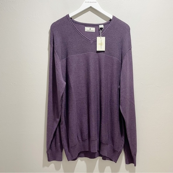 SOUTHERN PINES Men’s Purple Knit Golf Sweater V-Neck Long Sleeve Size XL - Picture 1 of 12